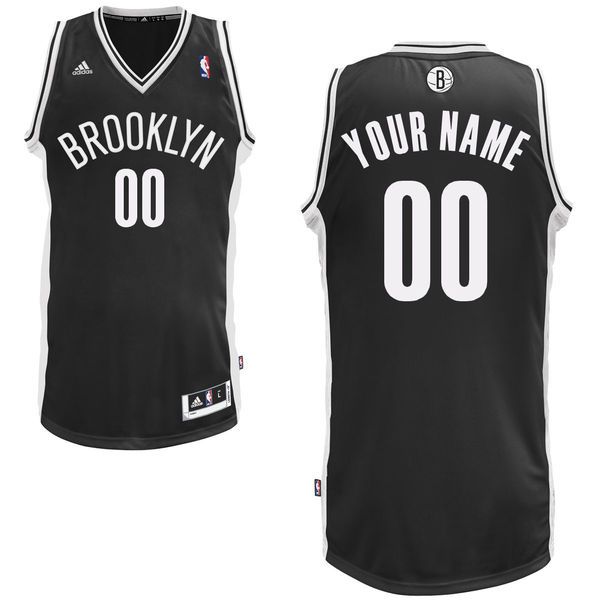 Men Adidas Brooklyn Nets Custom Swingman Road Black NBA Jersey